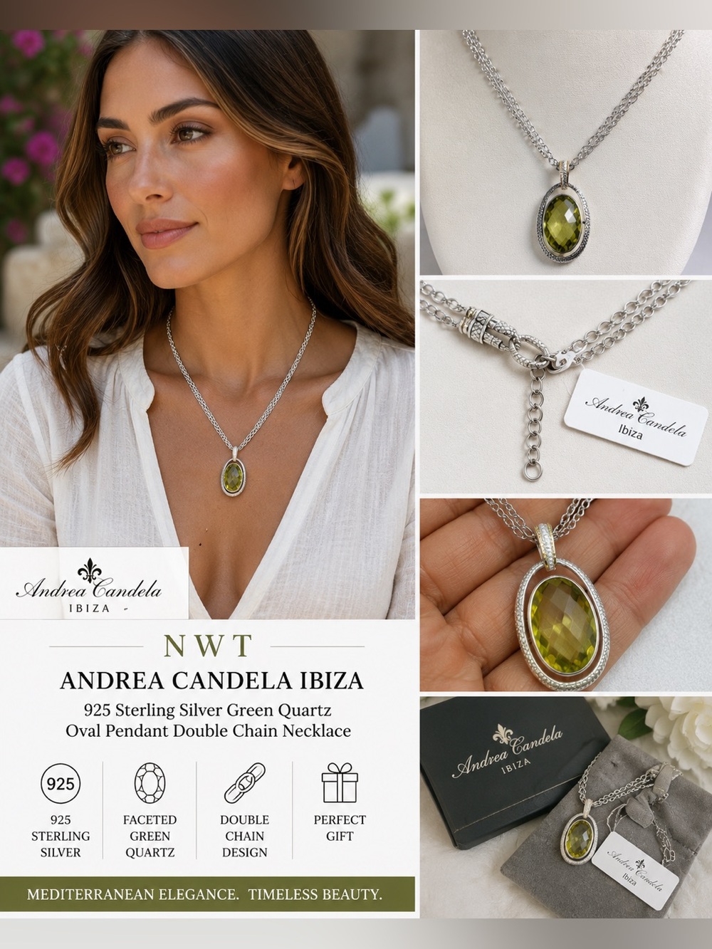 Andrea Candela Ibiza 925 18K Gold Necklace Women’s Size 16.5” Double Chain